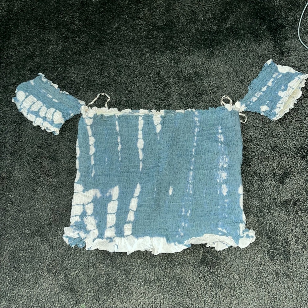 Kiwi and Punch Tie Dye Smocked Tube Top with Attached Sleeves